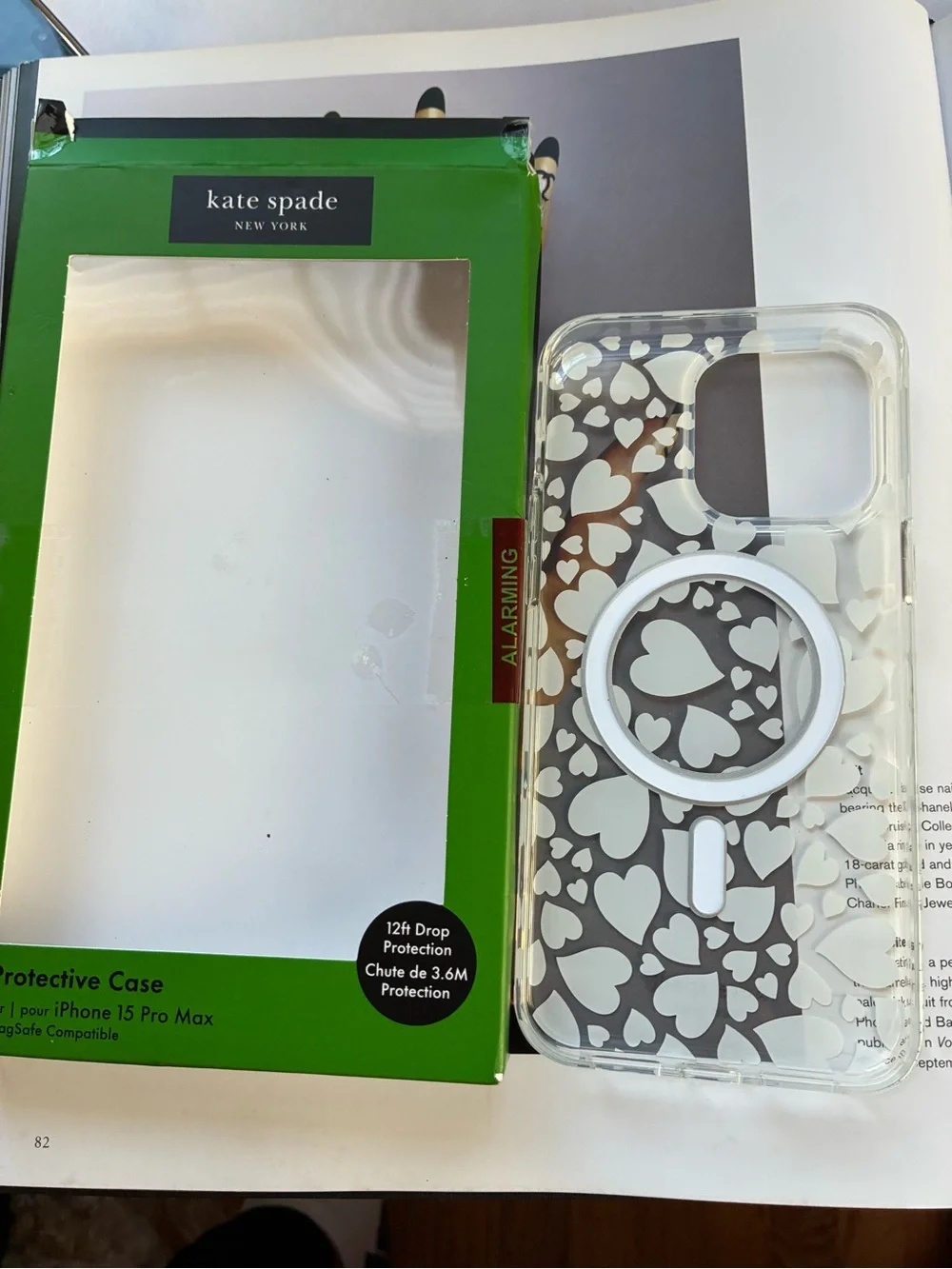 kate spade Clear Phone Case with White Heart Print iPhone 15 pro max